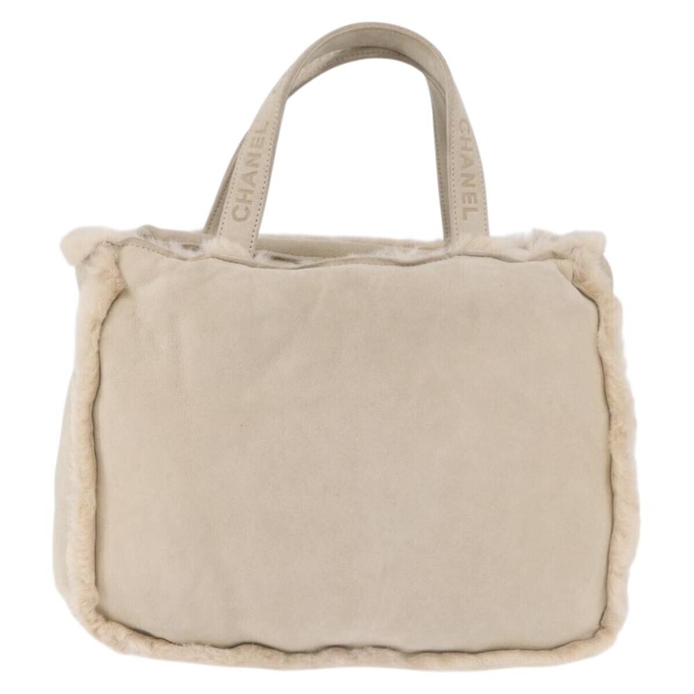 Chanel Vintage East West Tote Shearling and Suede